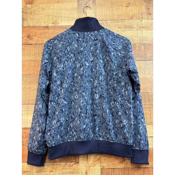 Athleta Brooklyn Bomber Jacket S Blue Camo Zip-Up Lightweight Polyester - Picture 6 of 7